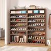 Freestanding 8-Shelf Shoe Rack for Closet Shelving Unit in Brown Wood Finish