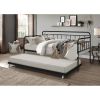 Twin size Black Rounded Iron Daybed with Roll Out Trundle Bed Frame