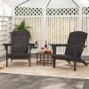 Ergonomic Black Rattan Outdoor Adirondack Padded Seat Chair w/ Cup Holder