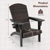 Ergonomic Black Rattan Outdoor Adirondack Padded Seat Chair w/ Cup Holder