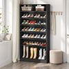 8-Shelf Shoe Rack Storage Cabinet Closet Shelving Unit in Black Wood Finish