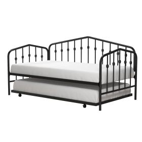 Twin size Modern Industrial Black Metal Daybed with Trundle Bed Frame