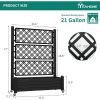 Outdoor Raised Garden Bed Planter Box with Trellis and Wheels in Black