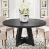 Modern Farmhouse 47-inch Round Kitchen Dining Table in Black Wood Finish