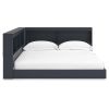 Twin size Blue Wooden Corner Storage Bed with Bookcase Headboard and USB Ports