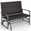 Brown Rattan Woven All Weather 2-Person Swing Glider Bench
