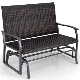 Brown Rattan Woven All Weather 2-Person Swing Glider Bench