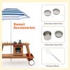 Kids Wooden Play Portable Cook Cart Set Navy/White Sun Proof Umbrella