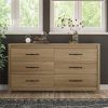 Rustic Farmhouse 6-Drawer Dresser in Natural Wood Finish