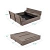 Sturdy Cedar Wood Kids Outdoor Sandbox with Benches in Grey Finish