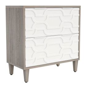 Modern Grey/White Wood 2 Drawer Filing Cabinet Printer Stand