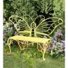 Modern Outdoor Butterfly Garden Bench in Yellow Metal Finish