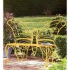 Modern Outdoor Butterfly Garden Bench in Yellow Metal Finish