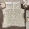 Queen 100-Percent Cotton Chenille Bedspread with Fringe Hem in Khaki Taupe Beige