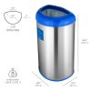 13-Gallon Stainless Steel Recycle Bin with Blue Open Top
