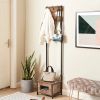 Modern Industrial Metal Wood Entryway Hall Tree Shoe Storage Bench Coat Rack