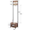 Modern Industrial Metal Wood Entryway Hall Tree Shoe Storage Bench Coat Rack