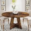 Modern Kitchen 4-Person Circular Dining Table in Rustic Brown Wood Finish