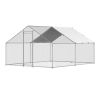 Metal Chicken Coop 9.8x13.1x6.5 ft Walk-in Chicken Run with Cover Spire Roof