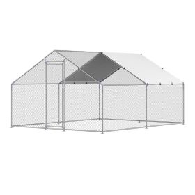 Metal Chicken Coop 9.8x13.1x6.5 ft Walk-in Chicken Run with Cover Spire Roof