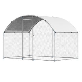 Metal Chicken Coop 9.8x6.5x6.5ft Walk-in Chicken Run with Cover Doom Roof