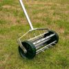 Heavy Duty Rotary Push Lawn Aerator with 3-Piece Long Steel Handle Spike Tine Design for Soil Aeration and Grass Maintenance Durable Rolling Garden an