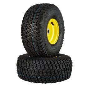 VEVOR Lawn Mower Tires with Rim, 15x6-6" Tubeless Tractor Tires, 2-Pack Tire and Wheel Assembly, S-Turf Pneumatic Tires, 3" Offset Hub
