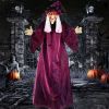 70in Hanging Witch Halloween Decor, Sound & Touch Activated Talking Witch with Glowing Red Eyes