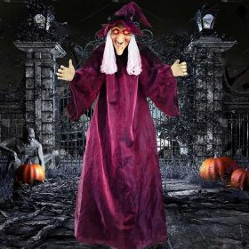 70in Hanging Witch Halloween Decor, Sound & Touch Activated Talking Witch with Glowing Red Eyes