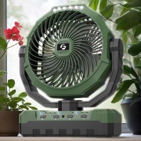 3 in 1 Portable Camping Fan with LED Light and Power Bank 24000mAh Rechargeable Battery Operated Tent Fan with Remote Control Adjustable Speed for Out