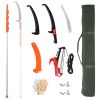 24.1FT Extendable Tree Pruning Pole Saw Kit – Lightweight Fiberglass Telescopic Tree Trimmer with Alloy Steel Blade, Rope Pull System, 2 Saw Blades
