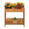 Wooden Planting Box With Storage Shelf