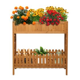 Wooden Planting Box With Storage Shelf