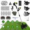 21V Electric Weed Edger Cordless String Trimmer Grass Mower Eater Bush Cutter with 16800RPM 2x 3000mAh Batteries 3.6-4.6FT Length 90° Rotatable Angle