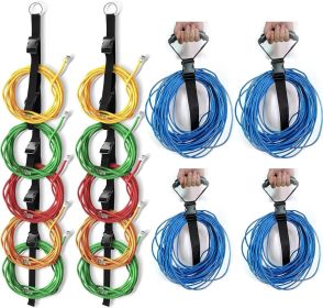 6PCS Extension Cord Organizers and Storage Garage Extension Cord Holder with 5 Slots Organizer Black Cord Organizer Straps for Vertical Space Cable Ho