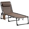 Portable Folding Recliner Chair Lightweight Adjustable Backrest with Removable Pillow Foldable Camping Lounger Sunbathing Bed for Patio Garden Beach O