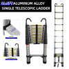4.1-meter telescopic ladder, aluminum telescopic ladder, non slip feet, maximum capacity of 300 pounds, foldable ladder with hooks