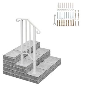 Handrails for Outdoor Steps, Iron Handrail Fits 1 Step, Transitional Handrail with Installation Kit, White(same as 20776451)