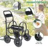 Black Metal Garden Hose Reel Cart with Green Hose Iron Spoked Wheels and Storage Handle 37*22.6*38.6inch Heavy Duty Water Hose Holder Trolley for Outd