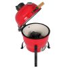 13 Inch Orange Ceramic Charcoal Grill Round Kamado Style BBQ Cooker Portable Outdoor Smoker Barbecue Grill for Patio Garden Backyard Camping Cooking w