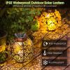 2Pcs Solar Powered Hanging Lights Outdoor Waterproof Decorative Hollow Lantern Lamps Warm White Retro Style Decorative Landscape Lights For Patio Cour
