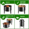16" 3-Tier Portable Charcoal Smoker Grill with Easy Temperature Control - Black Vertical Grill for Camping, Outdoor Cooking and Backyard Parties