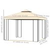 10' x 10' Metal Patio Gazebo, Double Roof Outdoor Gazebo Canopy Shelter with Tree Motifs Corner Frame and Netting, for Garden, Lawn, Backyard