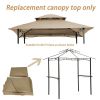 8x5Ft Replacement Canopy Top for BBQ Gazebo Double-Layer BBQ Tent Cover Durable Waterproof Sunshade Shelter Replacement Roof Beige Perfect for Outdoor