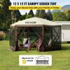 VEVOR Camping Gazebo Screen Tent, 12*12ft, 6 Sided Pop-up Canopy Shelter Tent with Mesh Windows, Portable Carry Bag, Stakes