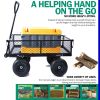 LuckyerMore Heavy-Duty Garden Utility Wagon – 4-Wheel Steel Frame Cart with Removable Sides, 550 lbs Capacity, 10" Pneumatic Tires
