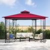10x10 Ft Gazebo Replacement Canopy UV Protection Water-Repellent Polyester with Drain Holes and Mosquito Netting Top Only