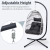 Indoor Outdoor Hanging Egg Chair with Stand Rattan Swing Chair Patio Wicker Hanging Basket Chair with Frame for Bedroom Living Room Balcony