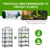 4-Tier Mini Greenhouse with Clear PVC Cover and Roll-Up Zipper Door, Removable Shelves, Rust-Resistant Steel Frame for Indoor Outdoor Gardening