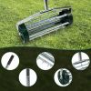 Heavy Duty Rotary Push Lawn Aerator with 3-Piece Long Steel Handle Spike Tine Design for Soil Aeration and Grass Maintenance Durable Rolling Garden an